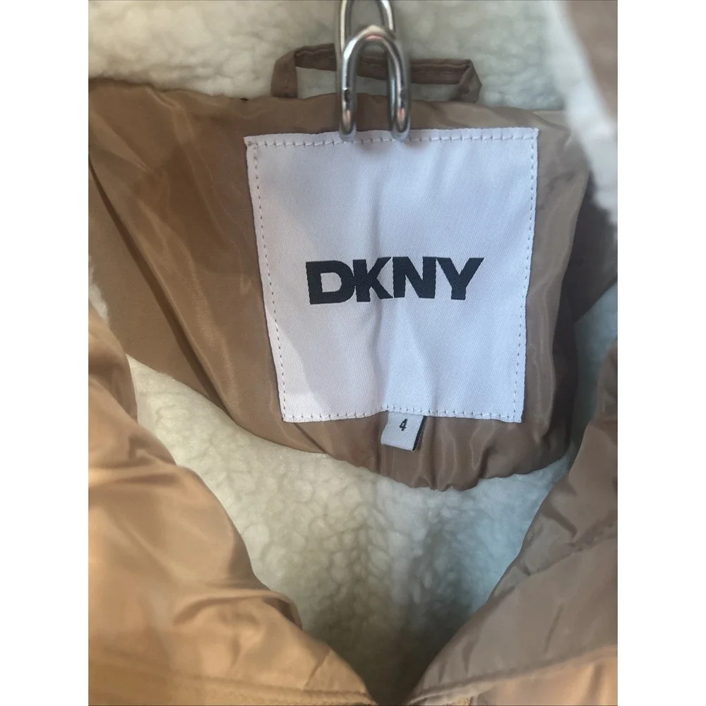 Girl's DKNY Carmel Brown Puffer Coat SZ 4 New With Tags Retail $130